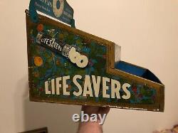 VINTAGE RARE CRISP c. 1920 GRAPHIC LIFESAVERS & CANDY DROPS METAL DISPENSER