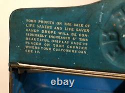 VINTAGE RARE CRISP c. 1920 GRAPHIC LIFESAVERS & CANDY DROPS METAL DISPENSER