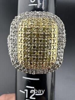 VINTAGE RARE UNIQUE Sterling Silver STS 925 Gold Tone Pave Diamond Ring Sz 10.5