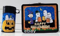 VTG Peanuts It's the Great Pumpkin Charlie Brown Lunch box With Thermos RARE
