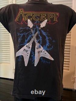 Very Rare Vintage Accept Sleeveless Promo Shirt Sz Medium Rock Metal Guitars Udo