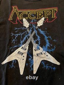Very Rare Vintage Accept Sleeveless Promo Shirt Sz Medium Rock Metal Guitars Udo