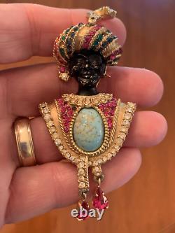 Very Rare Vintage Boucher Egyptian Blackamoor Brooch Pin 1960's