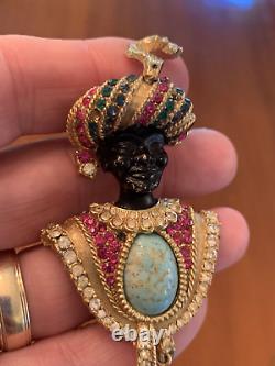 Very Rare Vintage Boucher Egyptian Blackamoor Brooch Pin 1960's