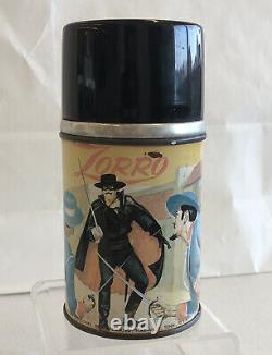 Vintage 1950's ZORRO Metal Thermos Aladdin Industries RARE Black Top