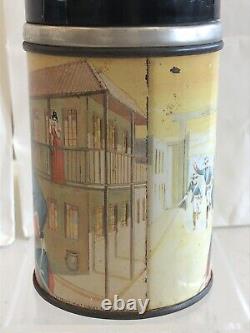 Vintage 1950's ZORRO Metal Thermos Aladdin Industries RARE Black Top