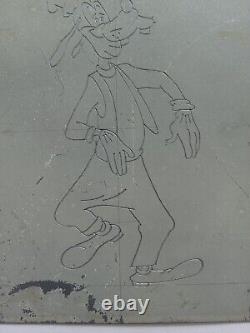 Vintage 1950s Goofy RARE! Metal art work 1957, 7 x 5 Disney Goofy