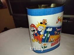 Vintage 1988 Nintendo Super Mario Bros Metal Trash Can Waste Basket Rare