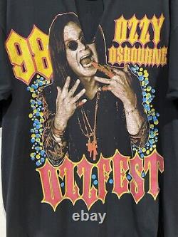 Vintage 1998 Ozzfest Ozzy Osbourne T Shirt Mens XL Black Grail Rare Metal Band