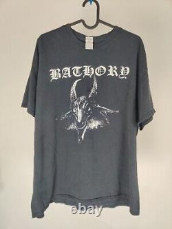 Vintage 2000 Bathory RARE 1984 DEBUT STUIO DOUBLE SIDE SHORT Sleeve T Shirt L Bl
