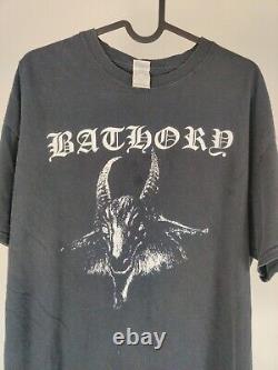 Vintage 2000 Bathory RARE 1984 DEBUT STUIO DOUBLE SIDE SHORT Sleeve T Shirt L Bl