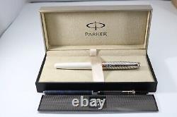 Vintage (2001) RARE Parker Sonnet Metal & Pearl (Art Deco) Fine Fountain Pen