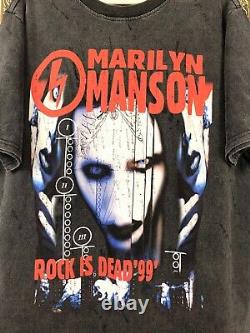 Vintage 90's Marilyn Manson Rock Is Dead Band Tee Shirt Rare Metal Mens Size L