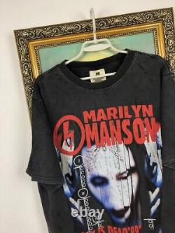 Vintage 90's Marilyn Manson Rock Is Dead Band Tee Shirt Rare Metal Mens Size L