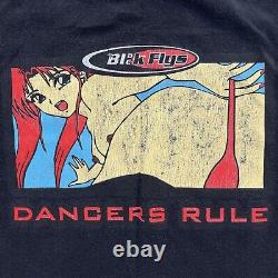 Vintage 90s Black Flys Dancers Rule Shirt RARE Size XL Anime