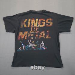 Vintage 90s Manowar Kings of Metal T Shirt Mens L Rare Metal Band Vtg Faded