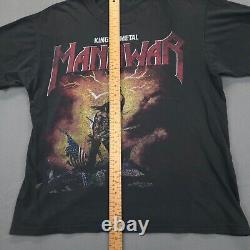 Vintage 90s Manowar Kings of Metal T Shirt Mens L Rare Metal Band Vtg Faded