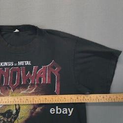 Vintage 90s Manowar Kings of Metal T Shirt Mens L Rare Metal Band Vtg Faded