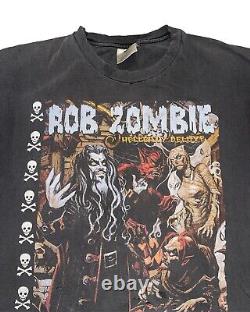 Vintage 90s Rob Zombie Hellbilly Deluxe Rare Metal Band Shirt Large Black
