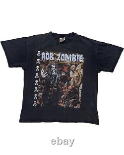 Vintage 90s Rob Zombie Hellbilly Deluxe Rare Metal Band Shirt Large Black