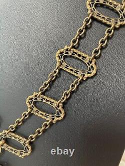 Vintage Antique Victorian Edwardian Metal Filigree Chain Belt Necklace RARE