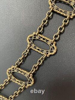 Vintage Antique Victorian Edwardian Metal Filigree Chain Belt Necklace RARE