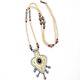Vintage Ben Amun Modernist Style Cabochon Necklace Signed Rare Metal Beads