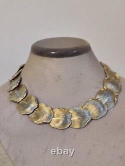 Vintage Balenciaga Paris Designer Necklace Gold Plated Leaves Rare