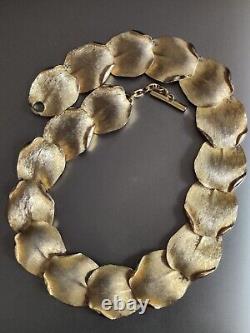 Vintage Balenciaga Paris Designer Necklace Gold Plated Leaves Rare