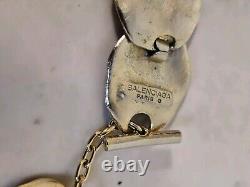 Vintage Balenciaga Paris Designer Necklace Gold Plated Leaves Rare
