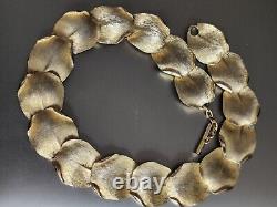 Vintage Balenciaga Paris Designer Necklace Gold Plated Leaves Rare