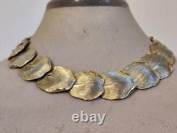 Vintage Balenciaga Paris Designer Necklace Gold Plated Leaves Rare