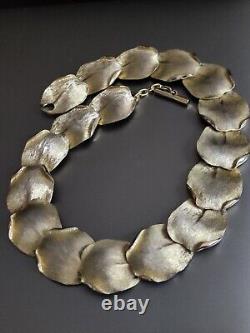 Vintage Balenciaga Paris Designer Necklace Gold Plated Leaves Rare
