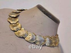 Vintage Balenciaga Paris Designer Necklace Gold Plated Leaves Rare