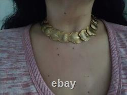Vintage Balenciaga Paris Designer Necklace Gold Plated Leaves Rare