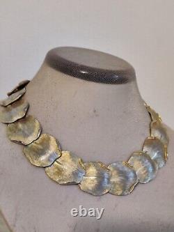 Vintage Balenciaga Paris Designer Necklace Gold Plated Leaves Rare