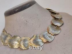 Vintage Balenciaga Paris Designer Necklace Gold Plated Leaves Rare