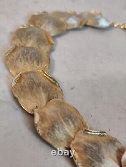 Vintage Balenciaga Paris Designer Necklace Gold Plated Leaves Rare
