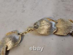 Vintage Balenciaga Paris Designer Necklace Gold Plated Leaves Rare