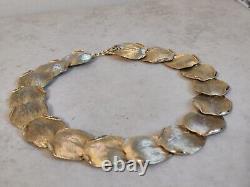 Vintage Balenciaga Paris Designer Necklace Gold Plated Leaves Rare