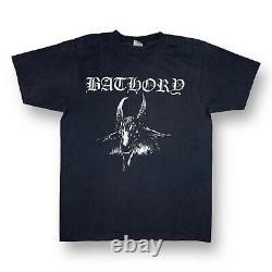 Vintage Bathory Goat Tour T-Shirt 90s Black Metal Rock Band 2001 Rare USA Made