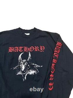 Vintage Bathory T-shirt Long Sleeve Black Metal Death 90s Single Stitch XL Rare