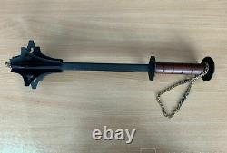 Vintage Battle Mace Metal Fixed Handle Brass Wood Chain Germany Rare Old 20th
