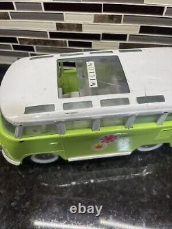 Vintage Buddy L window Metal Toy Bus 10.5 Volkswagen Rare Green White 1960s Van