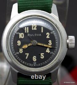 Vintage Bulova MIL-W-3818A Military Field Watch Rare Dial