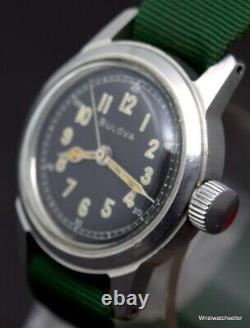 Vintage Bulova MIL-W-3818A Military Field Watch Rare Dial