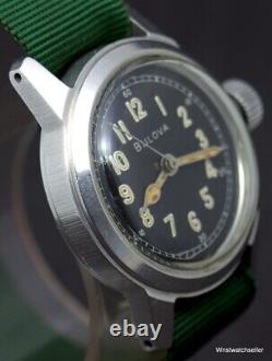 Vintage Bulova MIL-W-3818A Military Field Watch Rare Dial