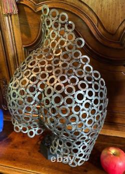Vintage Callipyge Sculpture Woman Metal Butt Statues Gluteal Decor Rare Old 20th