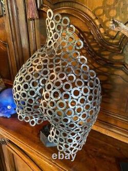 Vintage Callipyge Sculpture Woman Metal Butt Statues Gluteal Decor Rare Old 20th