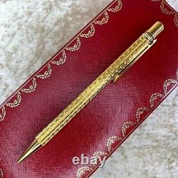 Vintage Cartier Ballpoint Pen Rare Trinity Chevron 18k Gold Plated with Case